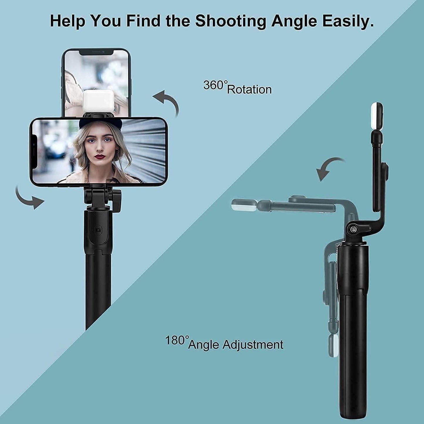 Bluetooth Selfie Stick Tripod – Extendable, 3-in-1 Design